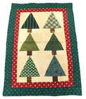 Vtg 1991 Handmade Christmas Tree Block Quilt Wall Hanging 18 5 X 13 5  primitive