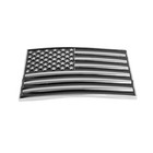 American Flag Men s Belt Buckle Usa Pride Shiny Silver Enamel Fits 1 5  Belts