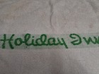 Vintage Holiday Inn Hotel Bath Towel White Green Logo 100  Cotton Made In Usa