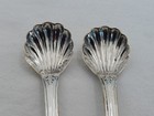 Pair Of C 1840 American Coin Silver Shell Bowl Large Salt Spoons Ci-9
