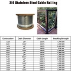 T316 Stainless Steel Cable Wire Rope 1x19 7x19 250 500 1000 Ft Marine