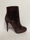 Christian Louboutin Booties Ankle Boots Heels Suede Dark Brown-purple 37 5 7