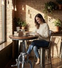Industrial Retro Side Table Crank Height Adjustable Cast Iron Three-legged