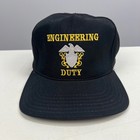 Vintage Us Navy Engineering Duty Officer Snapback Hat Black Made In Usa Cap