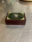 Vintage Korean Wooden Mother Of Pearl Business Card Holder Red Interior