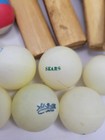 Set Of 4 Vintage St  Brite Wooden Table Tennis Ping Pong Paddles Balls Brackets