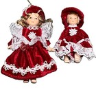 Lot Of 8 Vintage Victorian Porcelain Doll Christmas Ornaments Velvet Lace Vtg