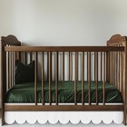 White Scalloped Crib Skirt 28 x52  Pleated Dust Ruffle 14  Drop Nursery Bedding