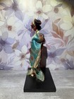 Traditional Japanese Geisha Doll With Turquoise Kimono - Handmade  