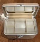 Vtg Sears Forecast Beige Train Make-up Toiletries Case W removable Tray