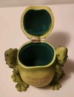 Green Resin Frog Jewelry Or Trinket Box Lined With Velveteen Fabric 5 x5 x5 