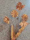 Vintage Copper Flower Stem Flowers Leaves Rustic Wall Art Shabby Chic Cottagecor