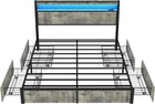 Full Queen King Bed Frame With Storage Headboard  charging Station   Led Lights