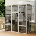 Large Outdoor Gray Wooden Catio Solid Wood Cat Enclosure With 5 Platforms