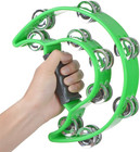 Half Moon Musical Tambourine Double Row Metal Jingles Hand Held Percussion Drum
