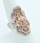 Vtg 925 Silver Art Deco Style Rose Gold Vermeil Ring Norwegian Design Nd Size 8