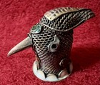 Fabulous Collectable Vintage Silver Gilt Filigree Enameled Figural Bird Thimble