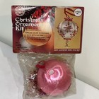 Vtg Walco Push Pin Sequin Beaded Christmas Ornament Kit  3412 Pink Satin redtrim