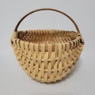 Vintage Hand Woven Splint Oak Buttocks Egg Gathering Basket W bent Wood Handle