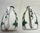 2 Vintage Cottagecore Ceramic Laundry Sprinkler Bottle Iron Shape Ivy Leaf