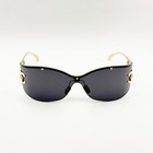 Chanel Cha71787 Oversized Shield Sunglasses Black Lens Gold Cc Logo Women