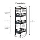 3 4tiers Kitchen Trolley Rack Utility Rolling Storage Cart Fruit Vegetable Shelf
