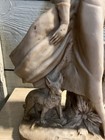 Vintage Santini Alabaster Art Deco Figurine Statue Woman Walking Borzoi Dogs 