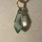 Vtg Antique Czech Green Facet Glass Pendant Necklace Uv Reactive Gold Tone