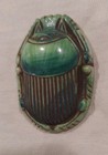 Vintage Czech Egyptian Revival Art Deco Glass Bead Cabochon Scarab Green Brown