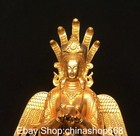 10 2  Old Tibet Copper Gold Carving 5-heads Snake Naga Kanya Buddha Statue