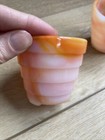 Set Of Vintage Mini Akro Agate Slag Glass Flower Pot Planter Marbled Swirl