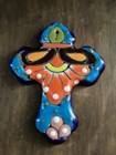 Talavera Hand Painted Mexican Ceramic Art Wall Cross 4 1 2   