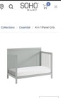 Baby Bed Oxford 4 In 1 Convertible Crib Gray