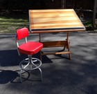 Vintage Mid Century Drafting Table And Industrial Stool 1967 Clean New York Made