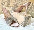Anthropologie Gedebe Mariel 100 Tulle Heel Neutral Satin Stones 38 5  7 5 New