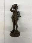 Antique Bronze Statue Of A Fisherman Boy Signed By The French Artist Rousseau 