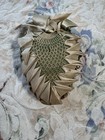 Antique Victorian Silk Lace Pincushion Edwardian Hand Crocheted Vanity Sewing