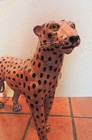 Leather-wrapped Large Realistic Cheetah leopard Jungle Cat Sculpture 24 