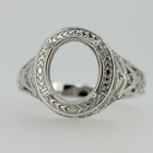 Sterling Silver Semi Mount Ring Setting Oval Ov 11x9mm Art Deco Style