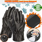 Leather Gloves Full Finger Mens Motorcycle Driving Winter Warm Touch Screen Usa