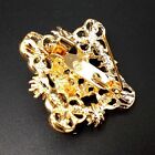 Lot 16 Pc Mixed Vintage Style Golden Rhinestone Crystal Brooch Pin Diy Bouquet 
