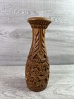 Studio Crafted Hand Turned Carved Wood Vase Tiki Party Style
