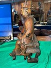 Antique Chinese Qing Dynasty Carved Wood Statue Buddha