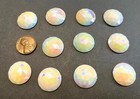 12 Vintage Chalk White Aurora Borealis Acrylic Faceted 20mm  Round Cabochons S12