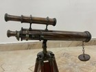 Hand-made Brown Antique Brass 14  Double Barrel Telescope With Wooden Adjustable
