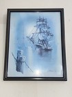 Andres Orpinas Blue Monochromatic Ship Print Framed Vintage Wall Art 9 X 11 Inch