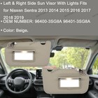 Pair Beige Side Sun Visor W light For Nissan Sentra 2013-2019 964003sg8a