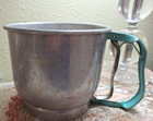 Foley Flour Sifter 5 Cup Aqua Handle Chippy Paint Great Vintage Display Usa