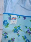 Nos Vtg Blue Floral Pleated Silin Mfg Co  Usa Apron Front Pockets Tie Back 