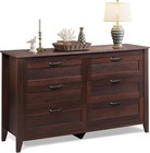 Wood Dresser Retro Chest Of Drawers Double 6drawer Dresser Large Storage Cabinet